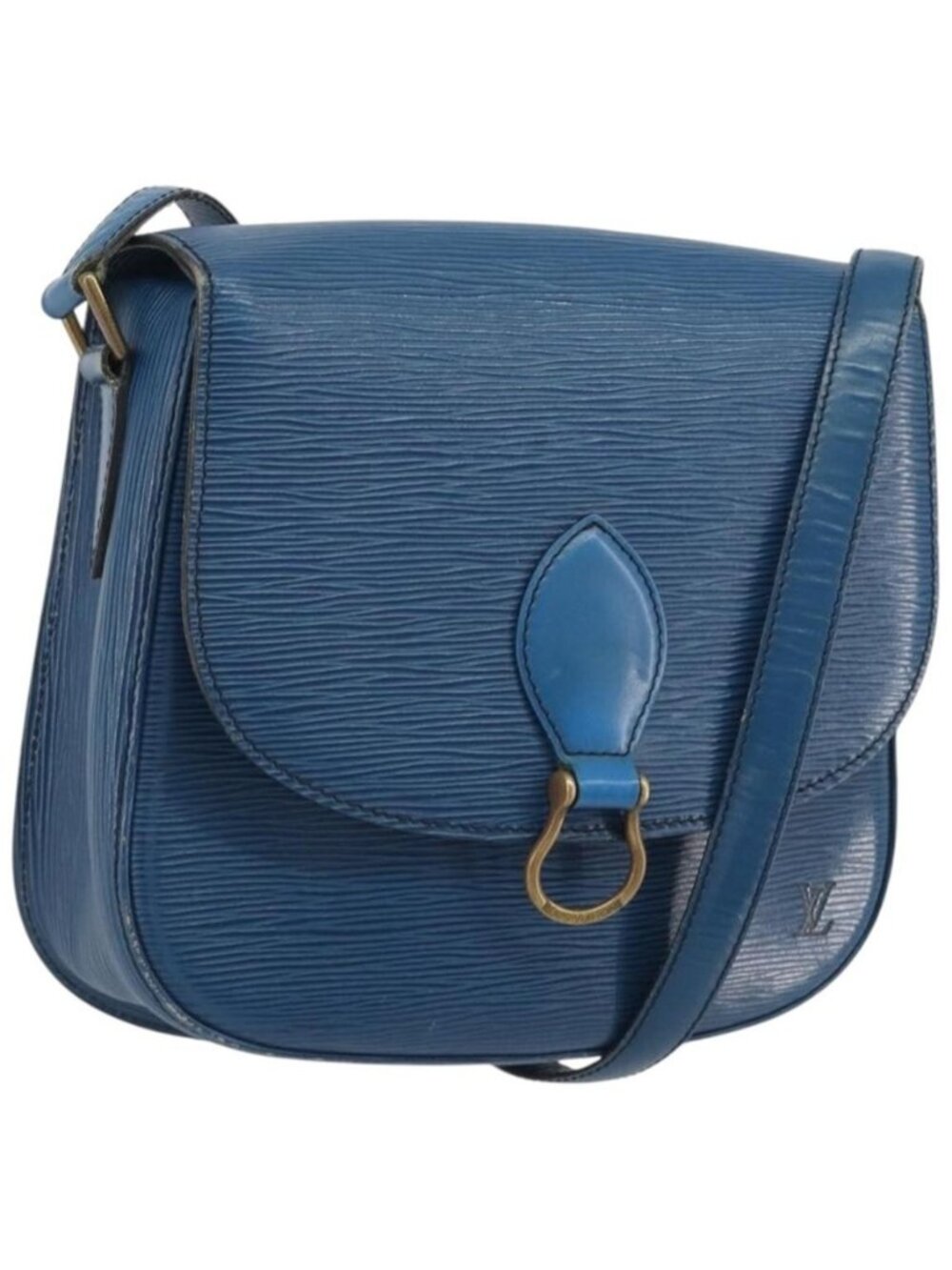 Authentic LOUIS VUITTON Epi Saint Cloud GM Shoulder Bag Blue M52195 LV